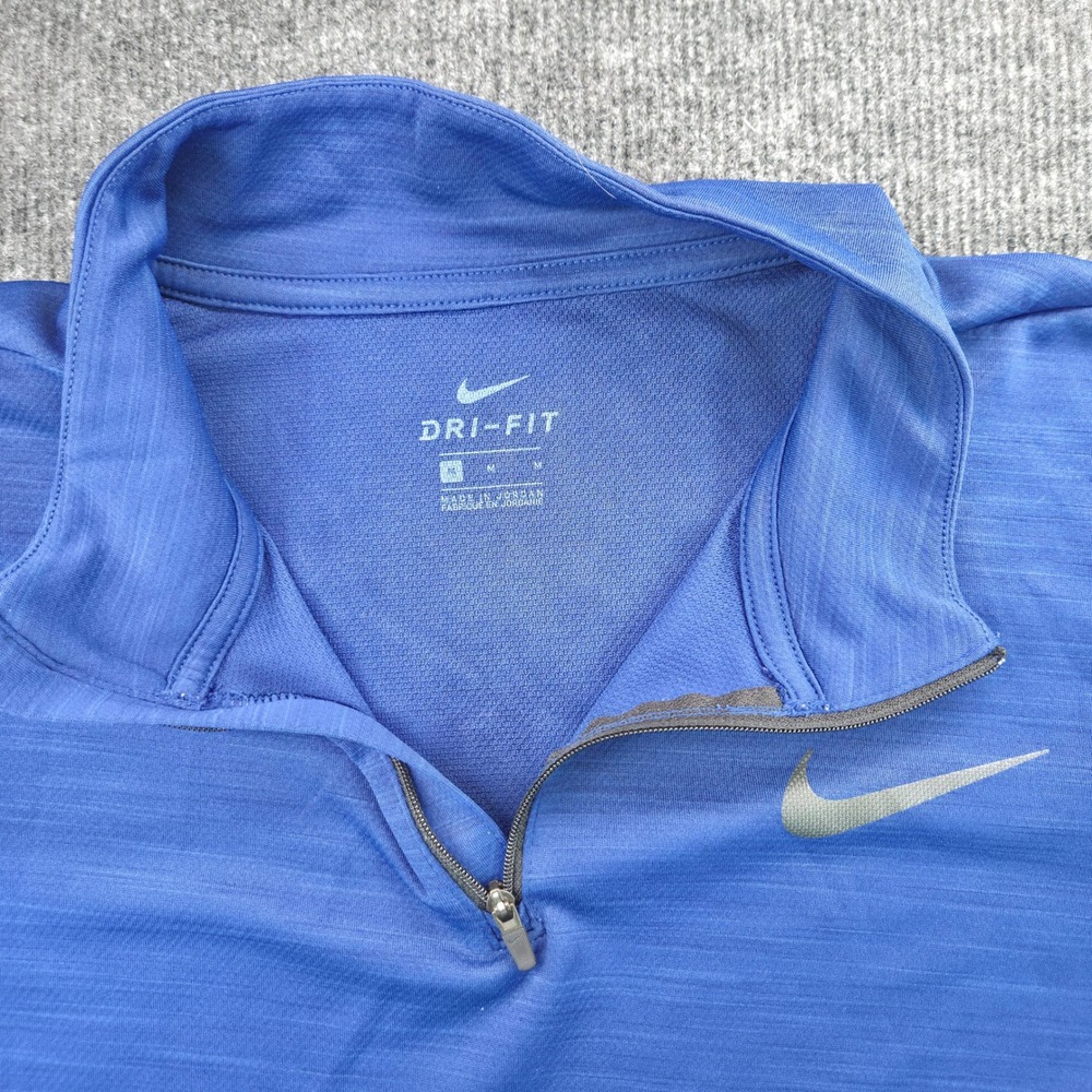 Nike Dri-FIT Quarter Zip Women Medium Blue Polyester Long Sleeve Athletic Top - Picture 3 of 10